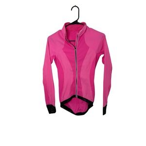 Lululemon Womens Pink Cycling Jacket‎ Full Zip Reflective Long Sleeve Bike Top